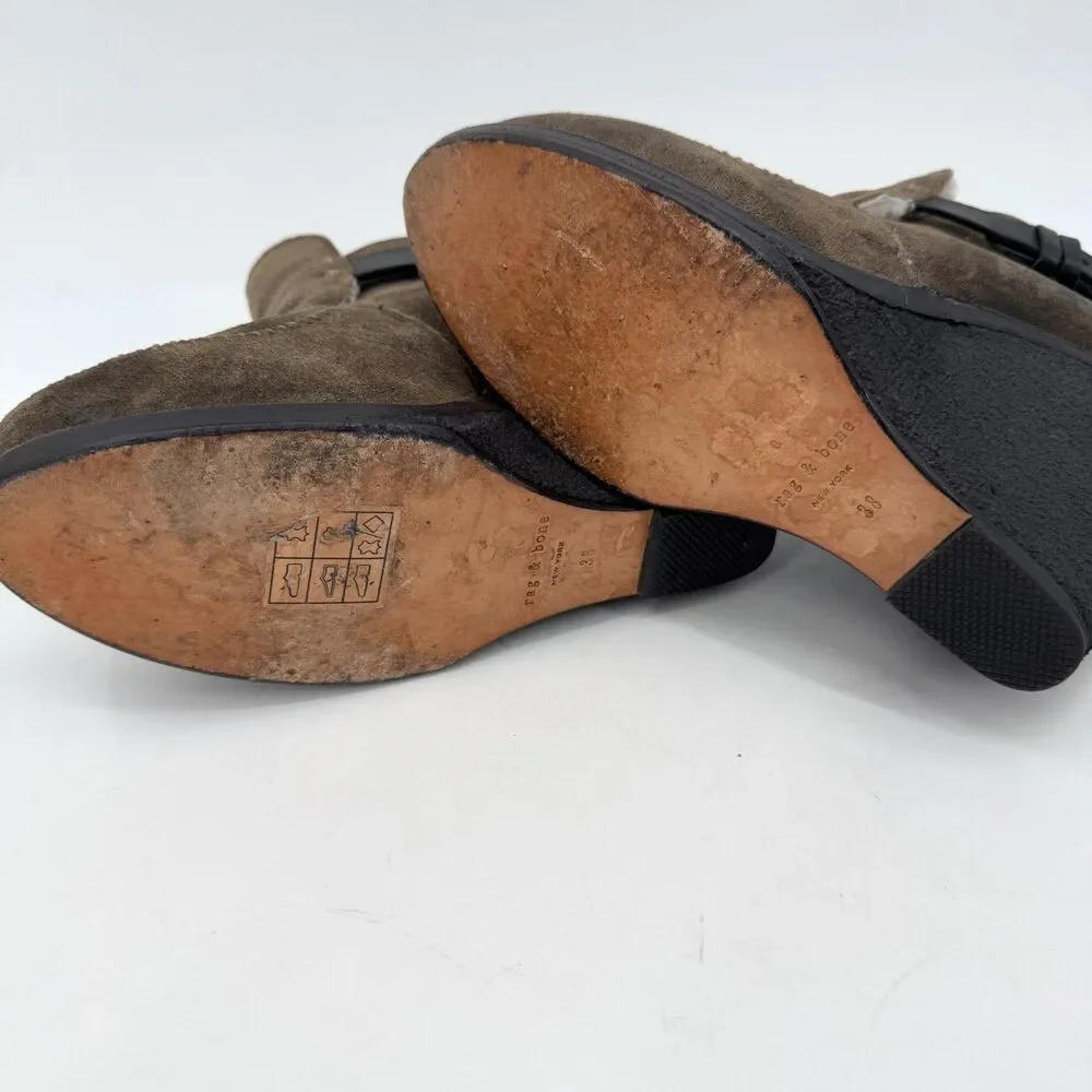 RAG & BONE Sukh Brown Black Suede Wedge Booties Size 8 EUR 38